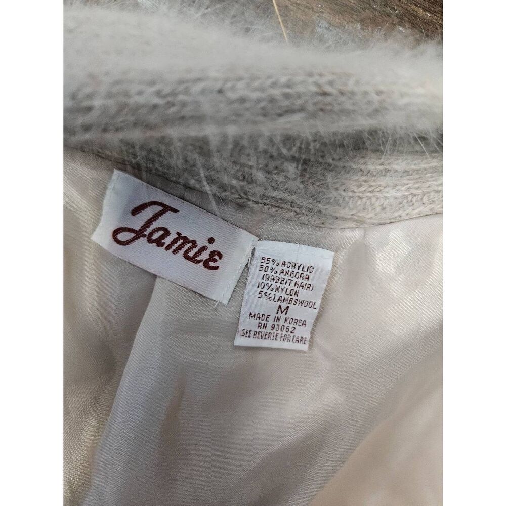 Jamie Angora Blend Cardigan Sweater Womens Medium  Rabbit Hair Wool - Picture 8 of 11